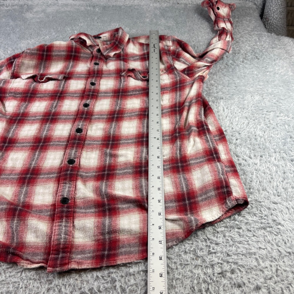 Lucky Brand Mens XL Classic Fit Red White Plaid Flannel Button Down Shirt Cotton - Picture 5 of 9